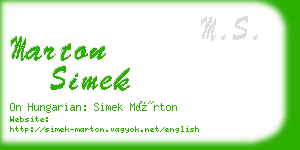 marton simek business card